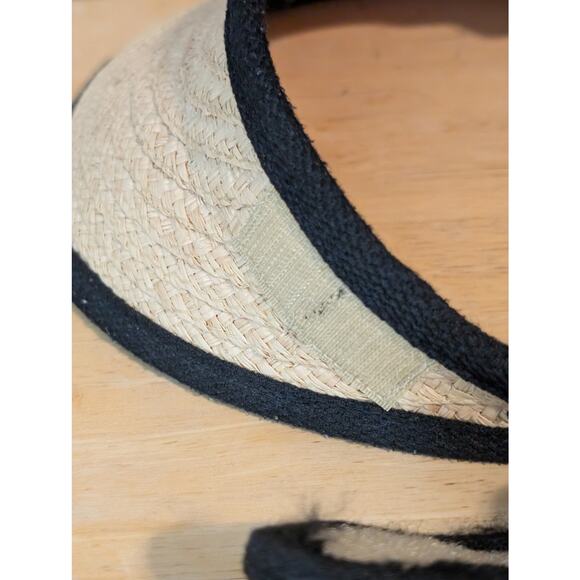Scala Cream Woven Black Trim Visor Adjustable One Size Hat - Picture 4 of 5